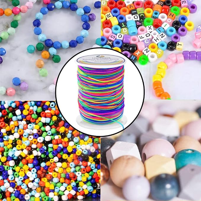 LUSTEMBER 1mm Bracelet String Elastic String, 330 Feet Sturdy Durable Rainbow - Image 7