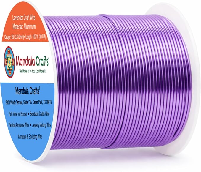 Mandala Crafts 20 Gauge Lavender Anodized Aluminum Craft Wire, 100 FT | Colored by MandalaCrafts
