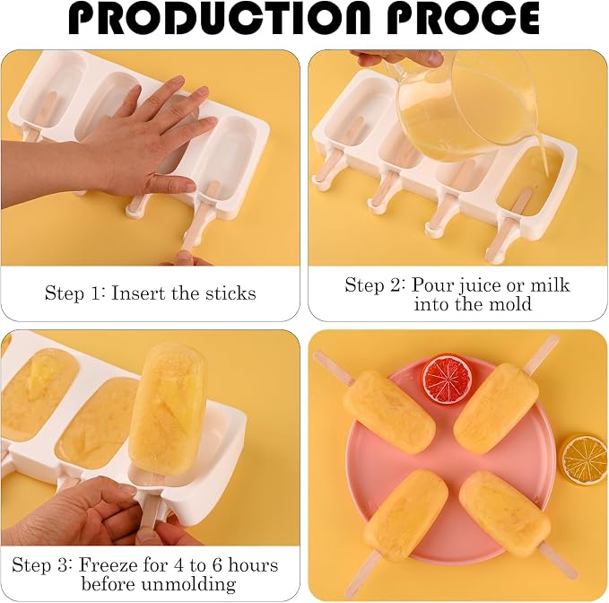 Sakolla 2 Pack 4 Cavity Popsicle Silicone Molds - Image 5