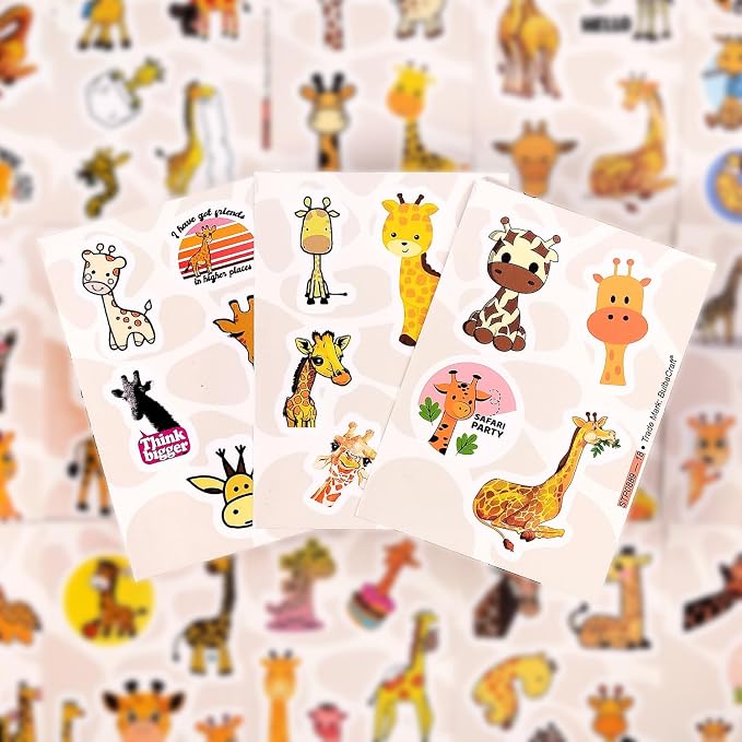 BulbaCraft Giraffe Stickers for Water Bottle, Scrapbooking, Laptop Decals — - Image 7