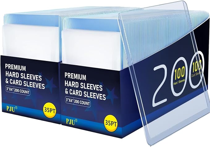 400 Hard Plastic Card Sleeves, Premium Baseball Card Protectors, Sports Game by PJU
