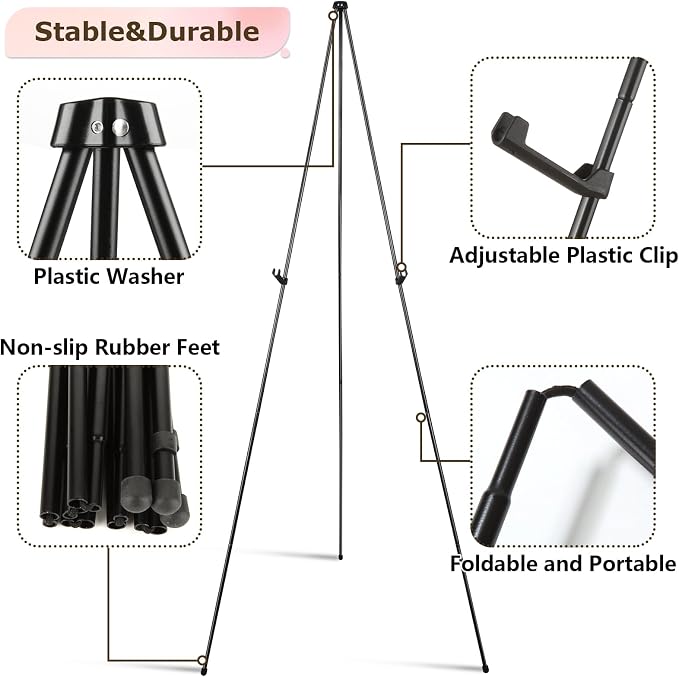 DAJAVE 6 Pack Display Easel Stand 63 Inch Folding Easels - Image 4