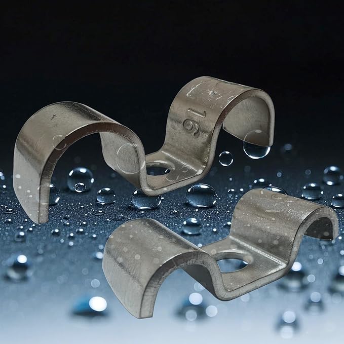 6pcs 14mm(5/9 inch) Double Line Clamp Heavy Duty 1 Hole Conduit Strap 304 Stainless Steel M-Type Pipe Strap For Wire Pipe Cord Installation