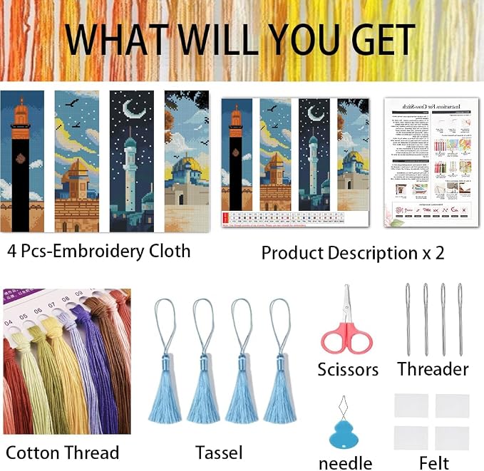 VIGEGU 4 Pcs Religion Cross Stitch Bookmark Kit - Image 4
