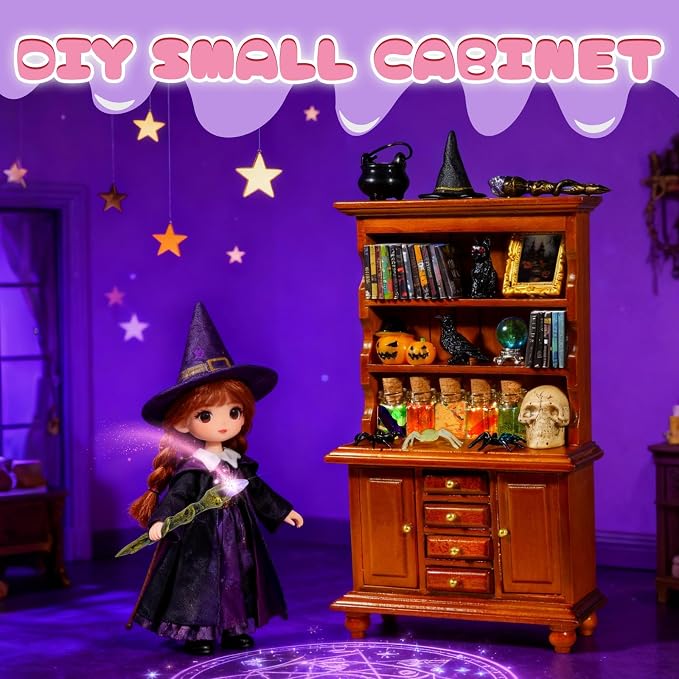 Rileryan 53 Pcs 1:12 Scale Magic Witchy Mini House Kit Halloween Miniatures - Image 3