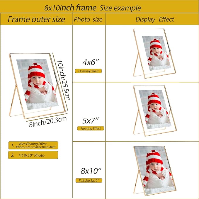 Gold 8x10'' Floating Frame Set of 2, - Image 3