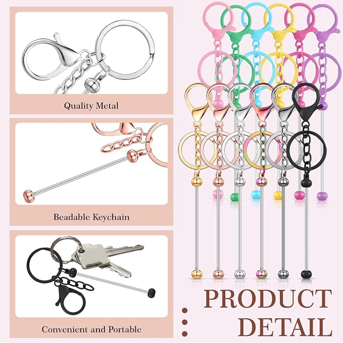 Tondiamo 24 Pcs Beadable Keychain Bars Bulk Beads - Image 4