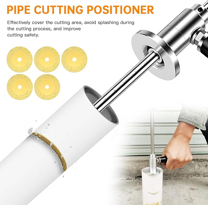 Inside Pipe Cutter for PVC Pipe, Inside Pipe Cutter, Stainless Steel Plumbing Internal Plastic Hose Cutting Tool with Grit Cutting Wheel & Handle 7" Adjustable Cut Depth