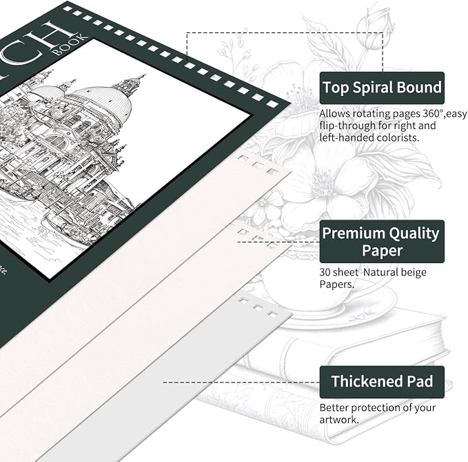 OSIMIG 10 Pack 5.5" x 8.5" Sketch Books, 300 Sheet Drawing Paper, Mini - Image 3