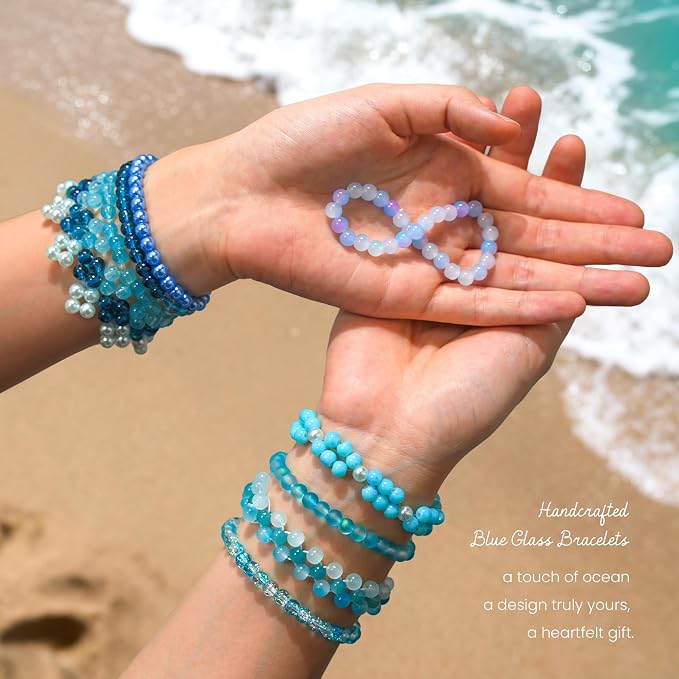 1200PCS 6mm Blue Glass Beads for Bracelets, 24 Colors Crystal Beads Bracelets - Image 3
