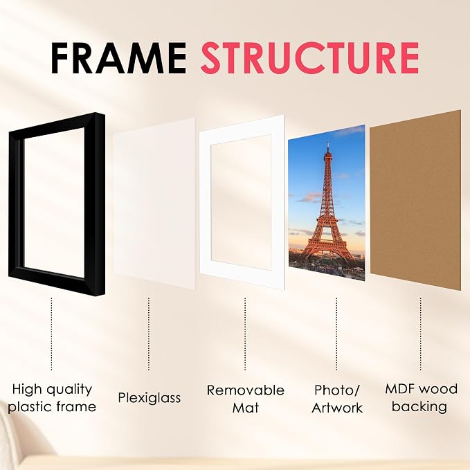 FIXSMITH 11x14 Picture Frame, Display Pictures 8x10 - Image 3