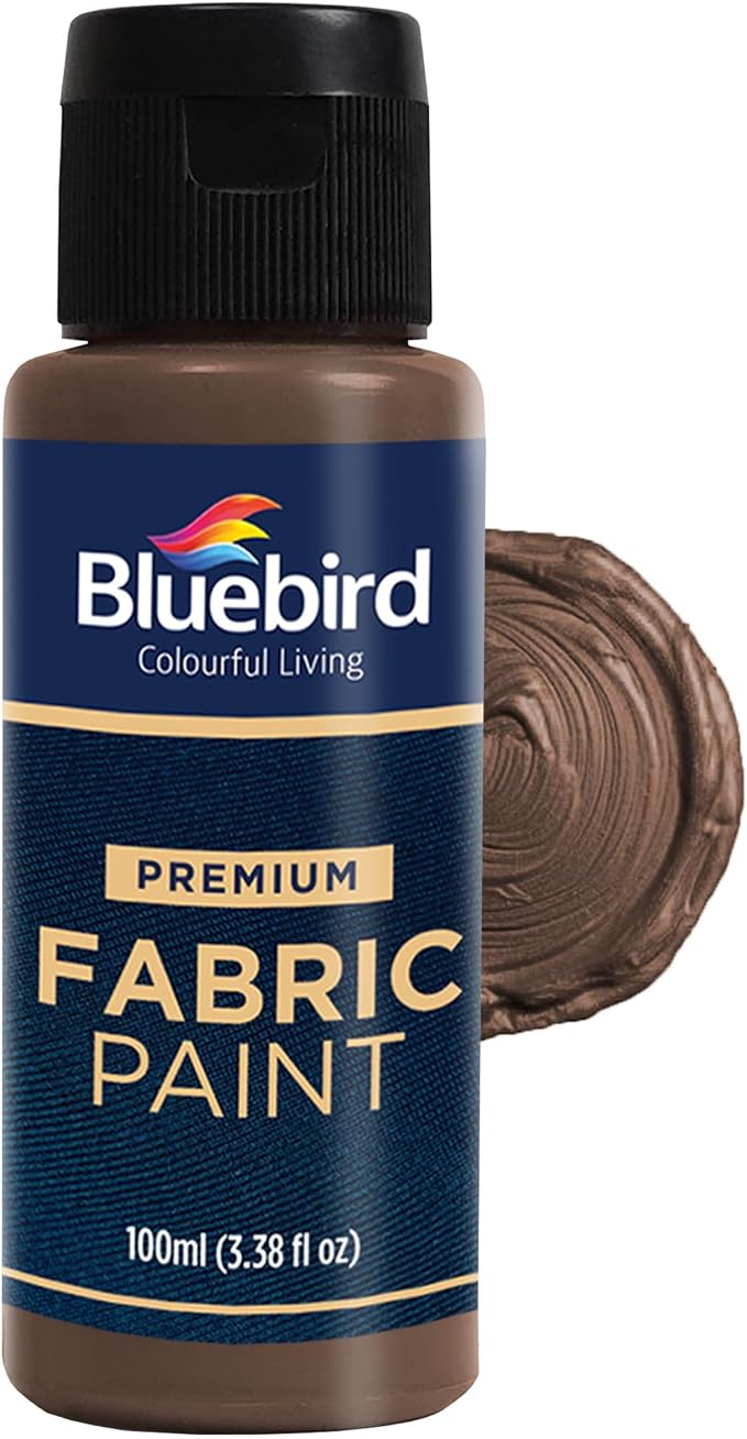 BLUEBIRD Fabric Paint, Vandyke Brown, 3.4 Fl Oz, Permanent Fabric Paints by BluebirdArts