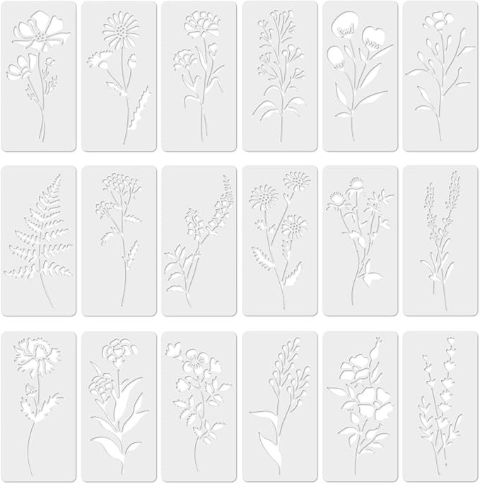 Stencils for Painting, Botanical Flower Patterns for Furniture & Walls by krastmon