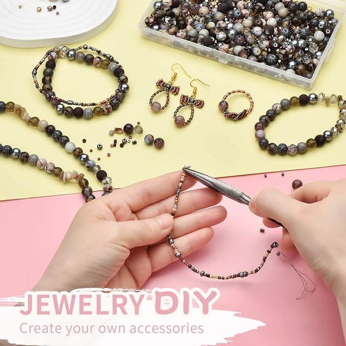 Rired 27 Craft Beads Bracelet Making Kit, Bicone Beads, Spacer Seed Beads - Image 4
