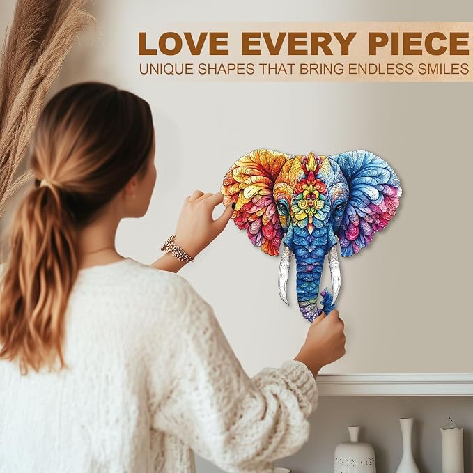 Floral Elephant Puzzles Adults Gifts Wooden 170 Pieces 11.4 * 11in - Image 6