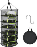 LUKETURE 6-Layer Herb Drying Rack Hanging Mesh Net,Windproof Drying Rack w/U-Zipper Design & Hook - Foldable & Collapsible for Plants, Herbs, Flowers, Fish, Clothes | Save Space | Natural Drying