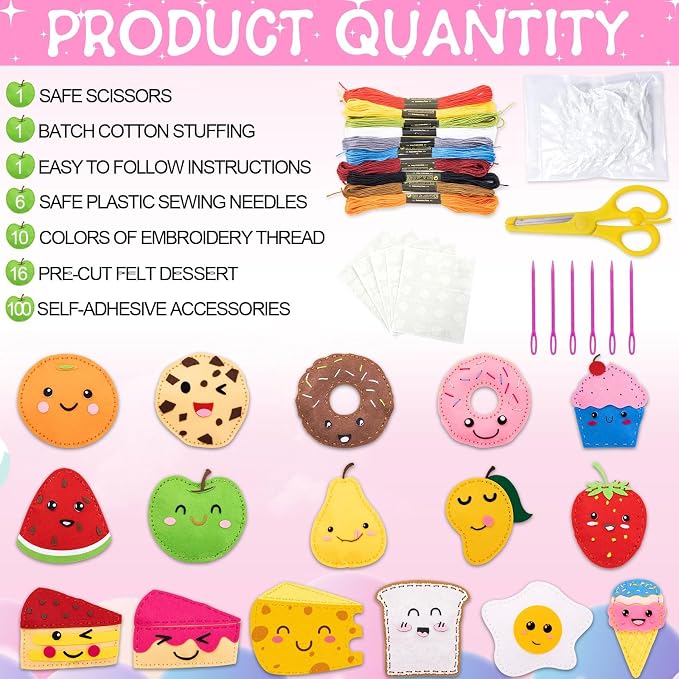 ZOIIWA 16 Sets Food Themed Sewing Kit - Image 3