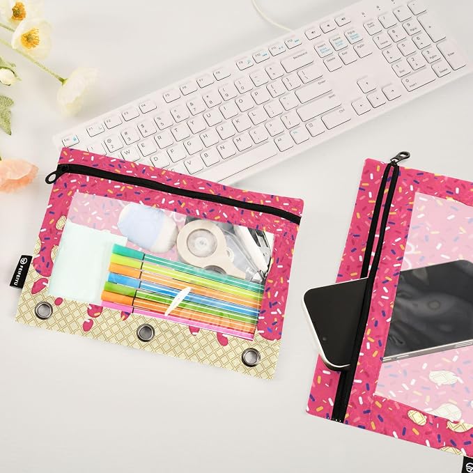 Custom Red Ice Cream Print Pencil Pouch - Image 5
