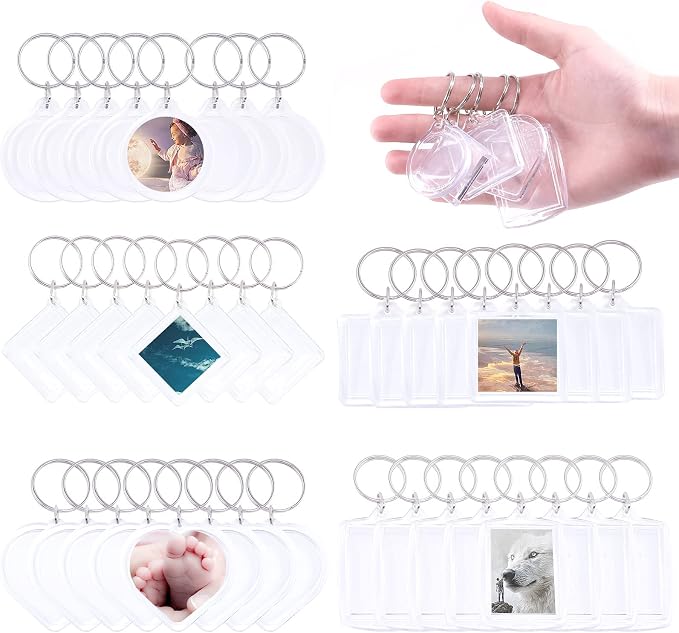 Swpeet 40Pcs Pendant Picture Frame Keyrings, Make Your Own Keyring Kit by Swpeet