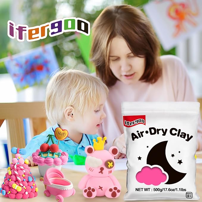 ifergoo Pink Air Dry Clay - Image 4