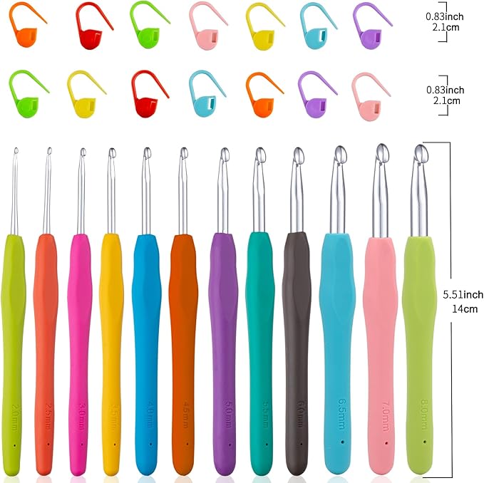 Vodiye 12 Sizes Crochet Hooks 2.0–8.0mm, Ergonomic Crochet Hook Set, Crochet - Image 4