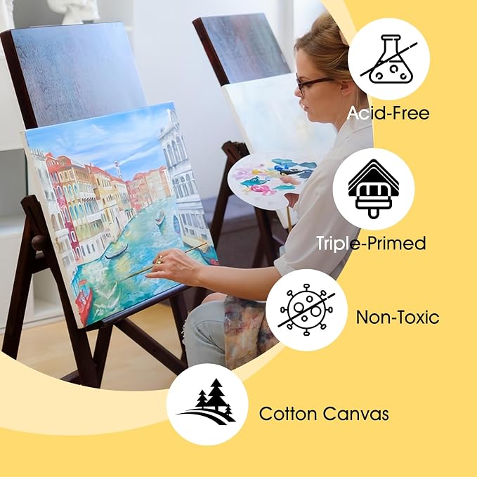 ESRICH Stretched Canvas for Painting 12 x 12 Inch, 10 Pack Blank Canvas -5/8 - Image 4