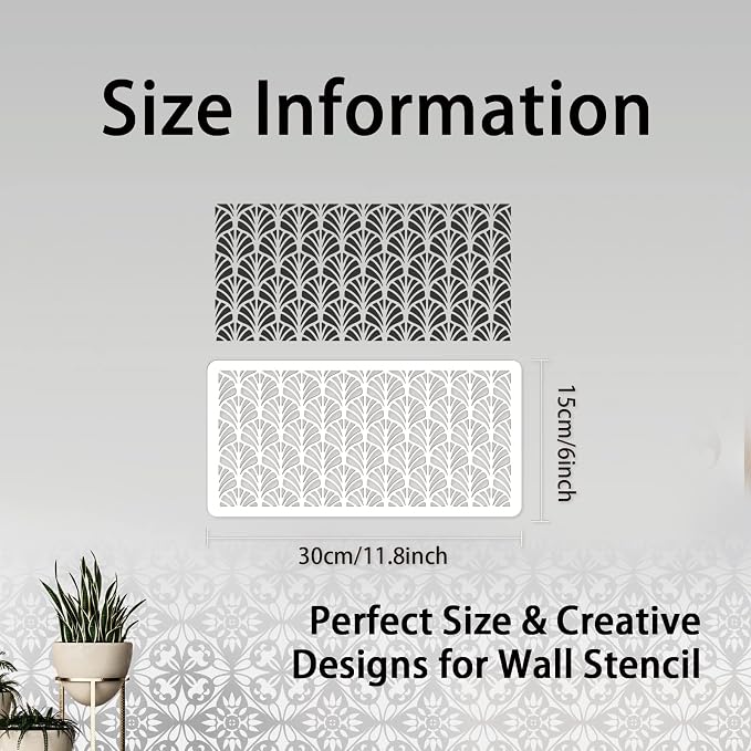 INFUNLY 4pcs Floral Wall Stencil Fern Pattern Reusable Stencil - Image 2