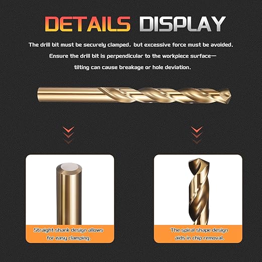 Drill Bit, 7/32" Cutting Diameter (5.556mm), 4241 HSS Black and Gold 118° Cutting Angle Versatile Jobber Bits - (Applications: for Drilling Plastic Wood Soft Thin Metal), 6-Pieces