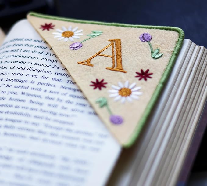 Personalized Embroidered Corner Mark, 4 Pack, Finished Initial Felt Bookmark - Image 5
