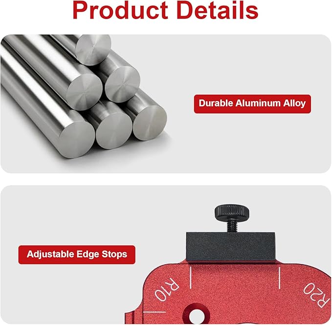 Aluminum Router Bit Corner Radius Template Jig Set - Precise Woodworking Tool for Creating Radius Edges - Easy-to-Use & Durable Templates for DIY Projects