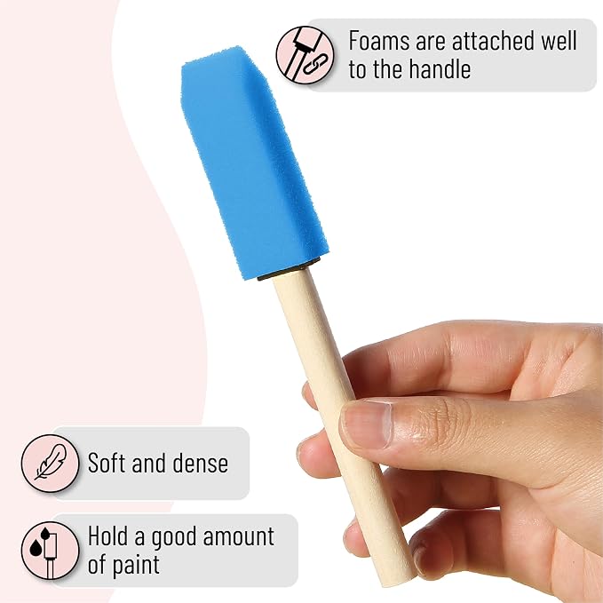 Bates- Foam Paint Brushes with Wood Handle, 1 Inch, 26 Pack, Sponge Brushes - Image 5
