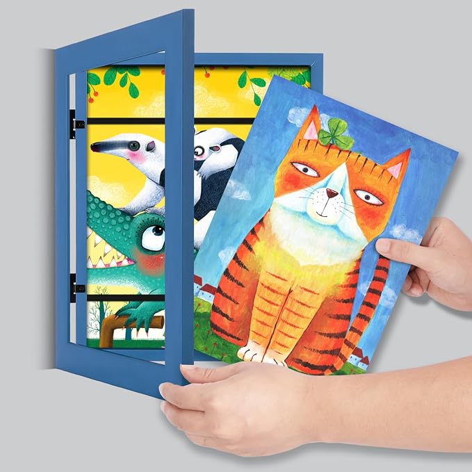 Kids Art Frames, 8.5x11 Front Opening Kids Artwork Frames Changeable, Dark Blue - Image 7