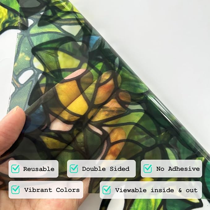 Original Hand Drawn Stained Glass Window Hanging Cling - Image 4
