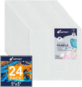 Canvas Panels 5x5 Inch 24-Pack, 10 oz Primed 100% Cotton White Blank Small by Artkey