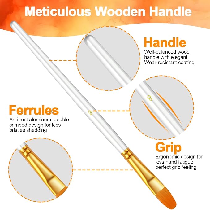 Paint Brushes Set, 5 Pack 50 Pcs Round-Pointed Tip Paintbrushes Nylon Hair - Image 3