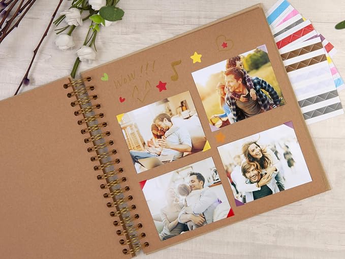 potricher 10 x 10 Inch DIY Scrapbook Photo Album 80 Pages Thick Kraft Blank - Image 3
