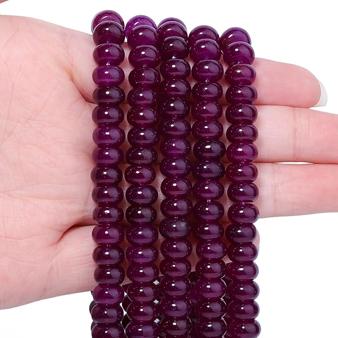 Songxi 5x8mm Natural Purple Chalcedony Stone Rondelle Beads, Gemstone by SongXi