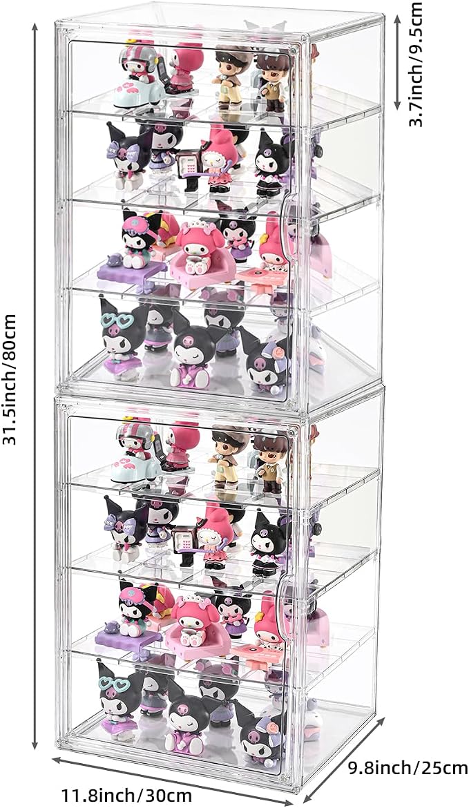 2 Pack 4 Tier Display Case for Collectibles, Storage Container - Image 2