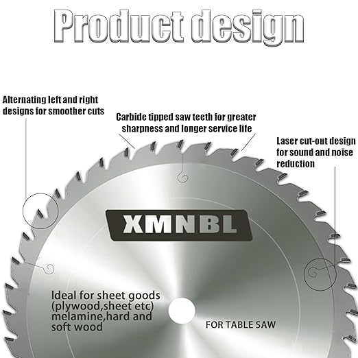 10 Inch Table Cutting Saw Blade 40 Tooth,Replace for Forrest WW10407125 Woodworker II 10-Inch 40 Tooth Blade,Compatible with DEWALT 10" Table Saw,Wood Fine Finish Cutting 1" Arbor Longer Life 5X