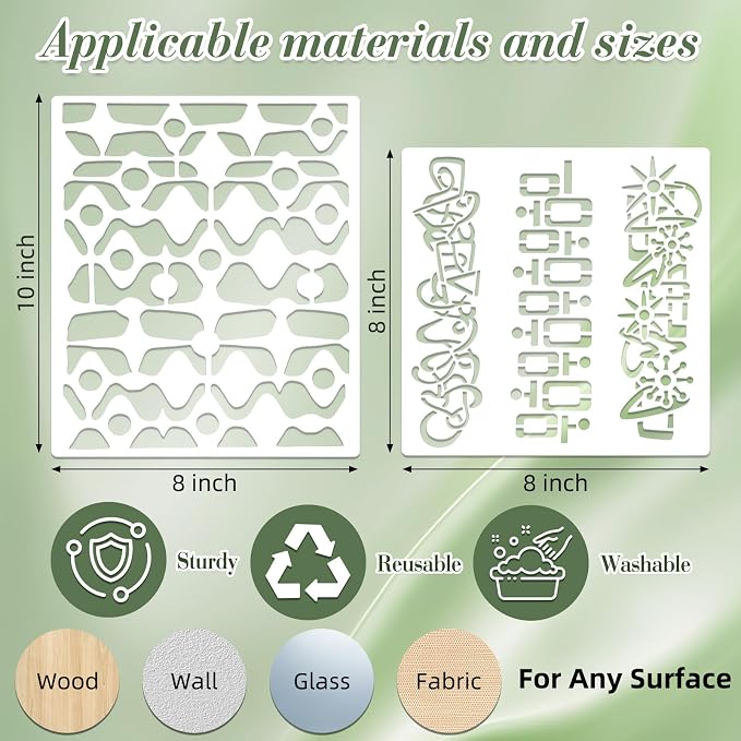 Geometric Texture Stencils for Crafts Reusable 16Pcs Stencils | DIY Art - Image 4