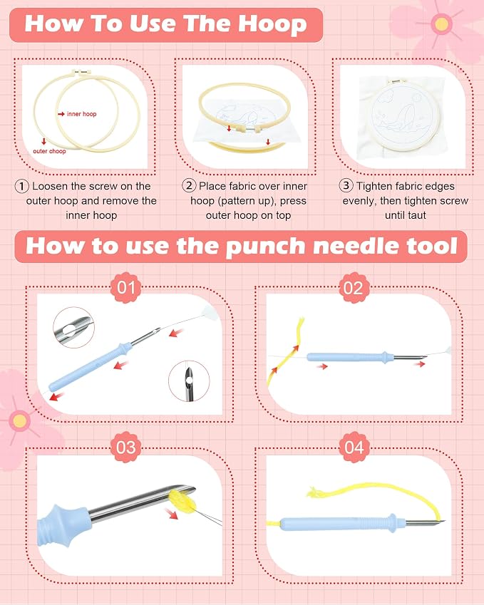 FIVEIZERO DIY Punch Needle Kit for Beginners, Unicorn Punch Embroidery Kit - Image 3