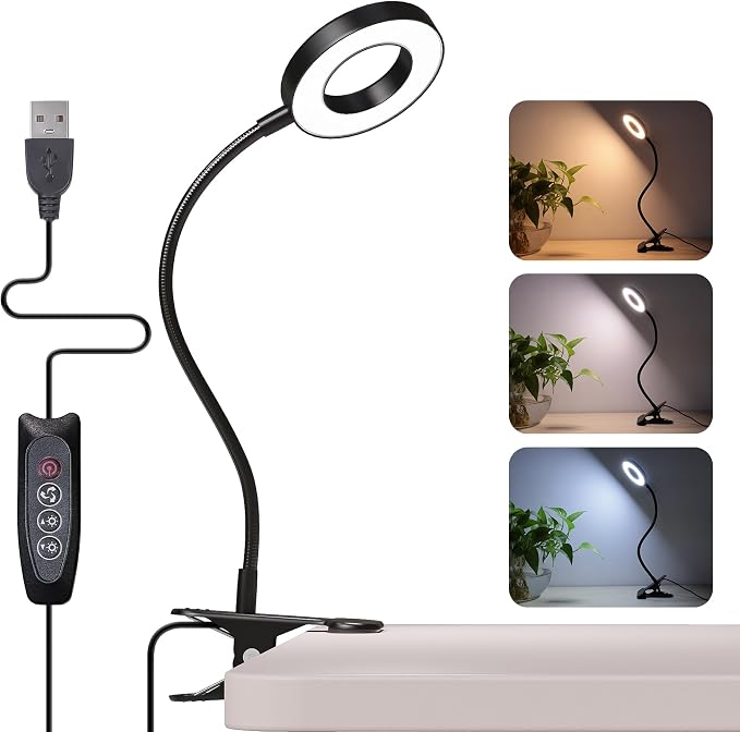 Foneso Desk Lamp Clip on Light, 48 LED USB Lamp by Foneso