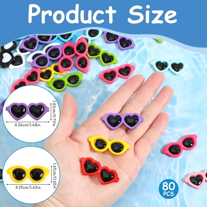 JUNEBRUSHS 80PCS Mini Resin Sunglasses, Cute Miniature Sunglasses - Image 2