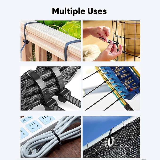 Cable Zip Ties, 400 Pack Black Zip Ties Assorted Sizes 12/8/6/4 Inch - Image 6