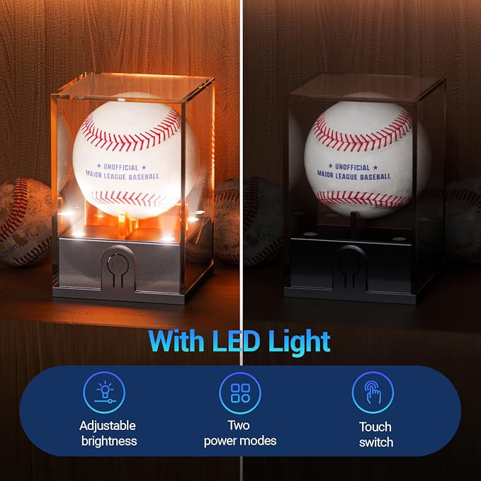 Baseball Display Case with Led Light, Acrylic Baseball Case - Image 2