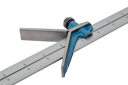 4-Piece Combination Square Set - 4R 18” Metal Ruler, Protractor, Center Finder, Combo Square with Level and Scriber Tool - for Metal Working and Fabrication, Carpentry, Woodworking and More PEC Tools