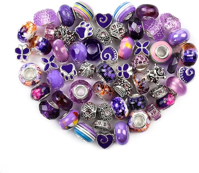 Aipridy European Large Hole Beads, Colorful Glass Charm Beads Set by AIPRIDY