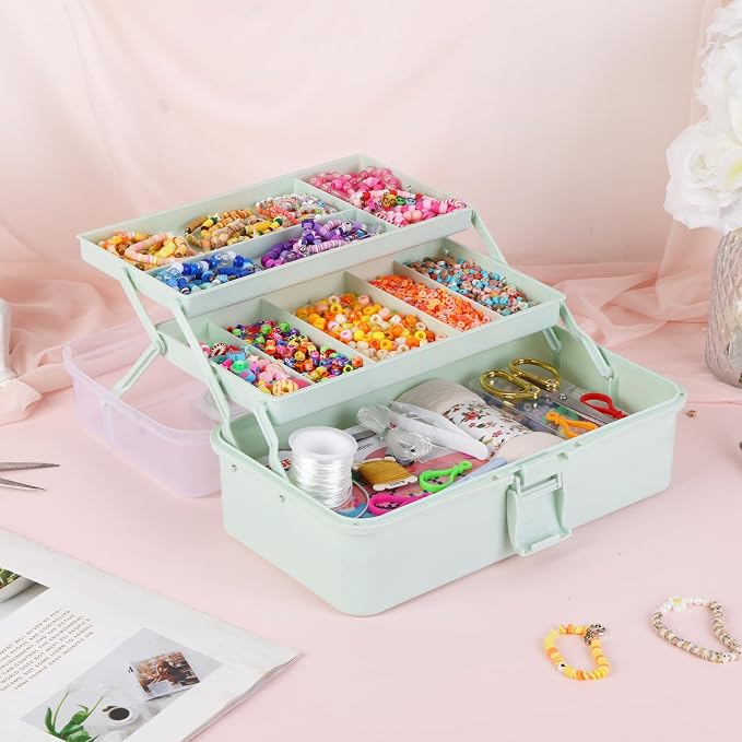 Tackle Box, Craft Organizers and Storage 3-Layer Portable Folding Toolbox - Image 6