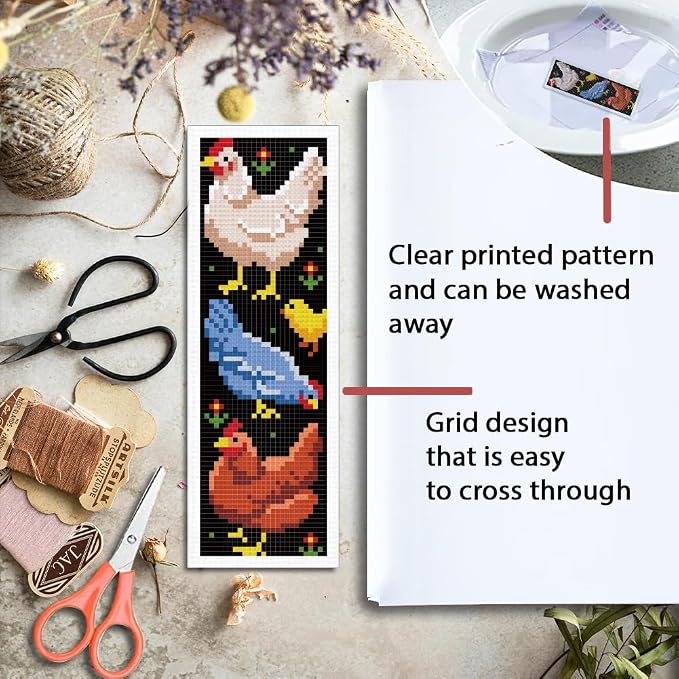 ORIGACH 6 Set Chicken Cross Stitch Bookmark Kit - Image 3