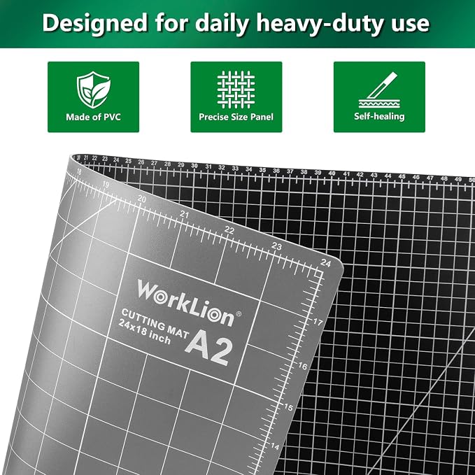 WorkLion Cutting Mat for Sewing: 24''x18'' Double-Sided Sewing Cutting Mat - Image 2